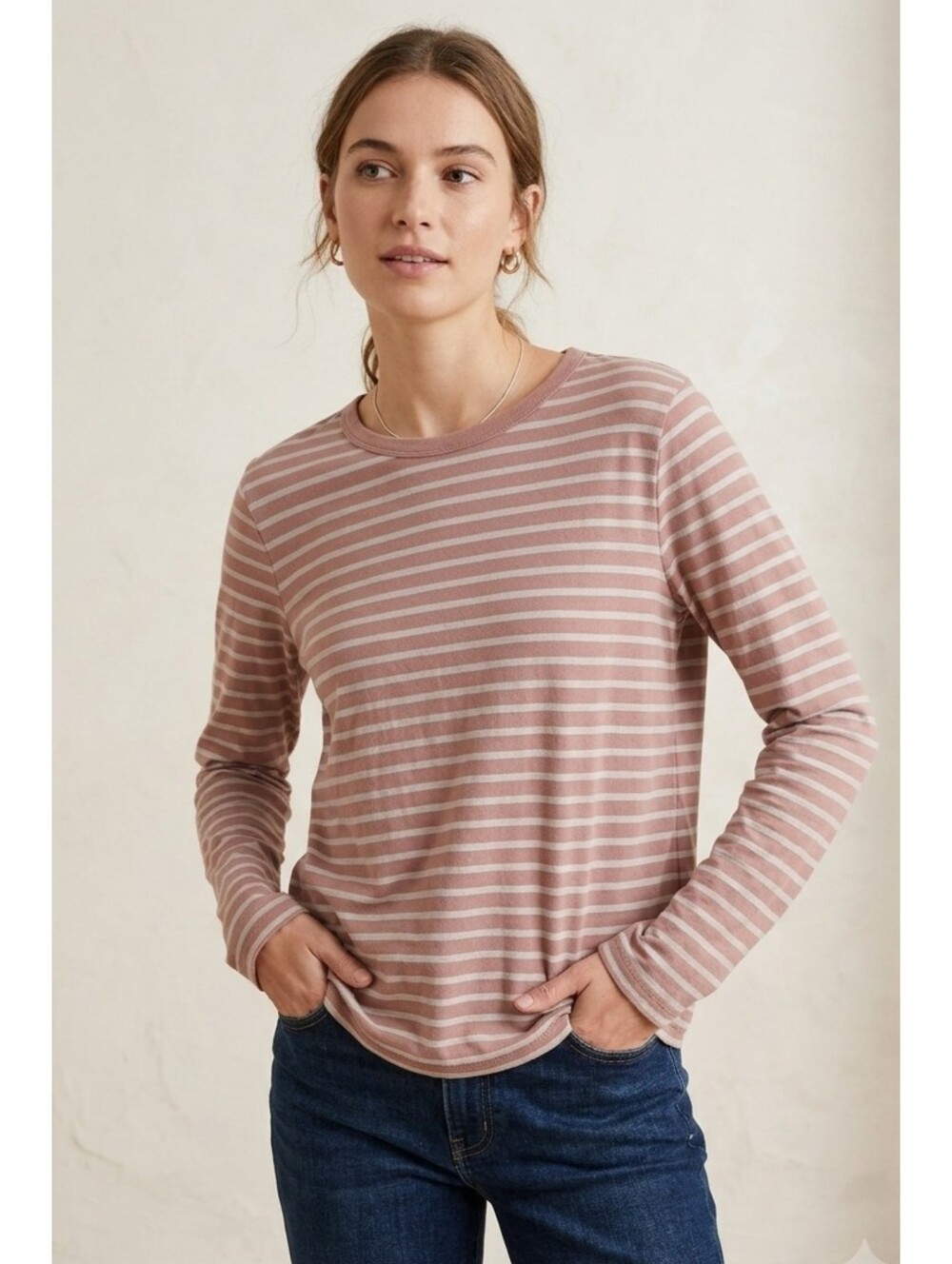 Old Navy Long Sleeve Striped Crewneck EveryWear Tee